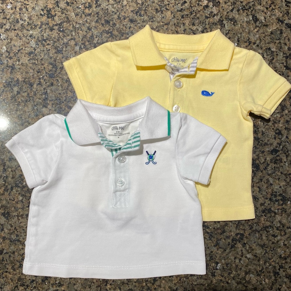 Little Me Yellow and White Polo Set for Kids